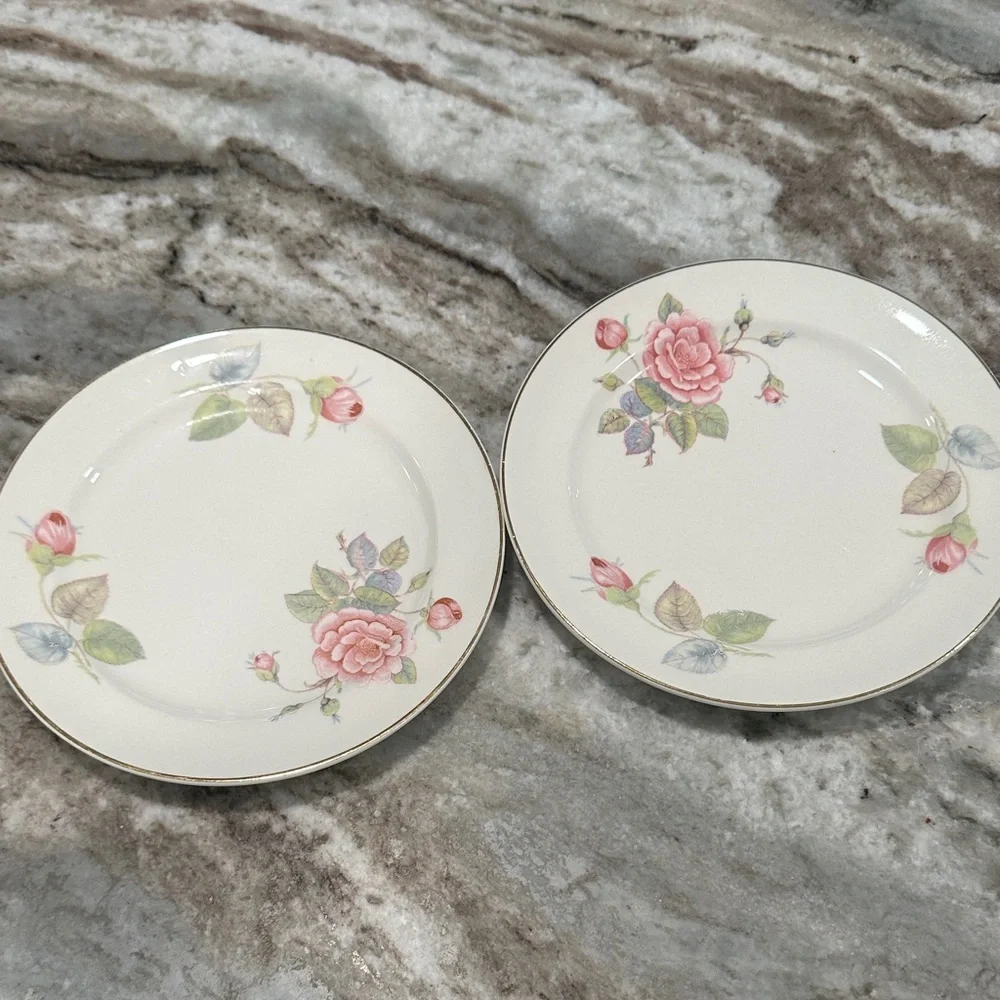 Paden city pottery made USA Floral Rose small Plate Set2